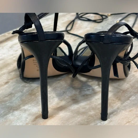 Women’s SCHUTZ Vikki black leather ankle tie heels- Size 9.5 - Picture 6 of 6